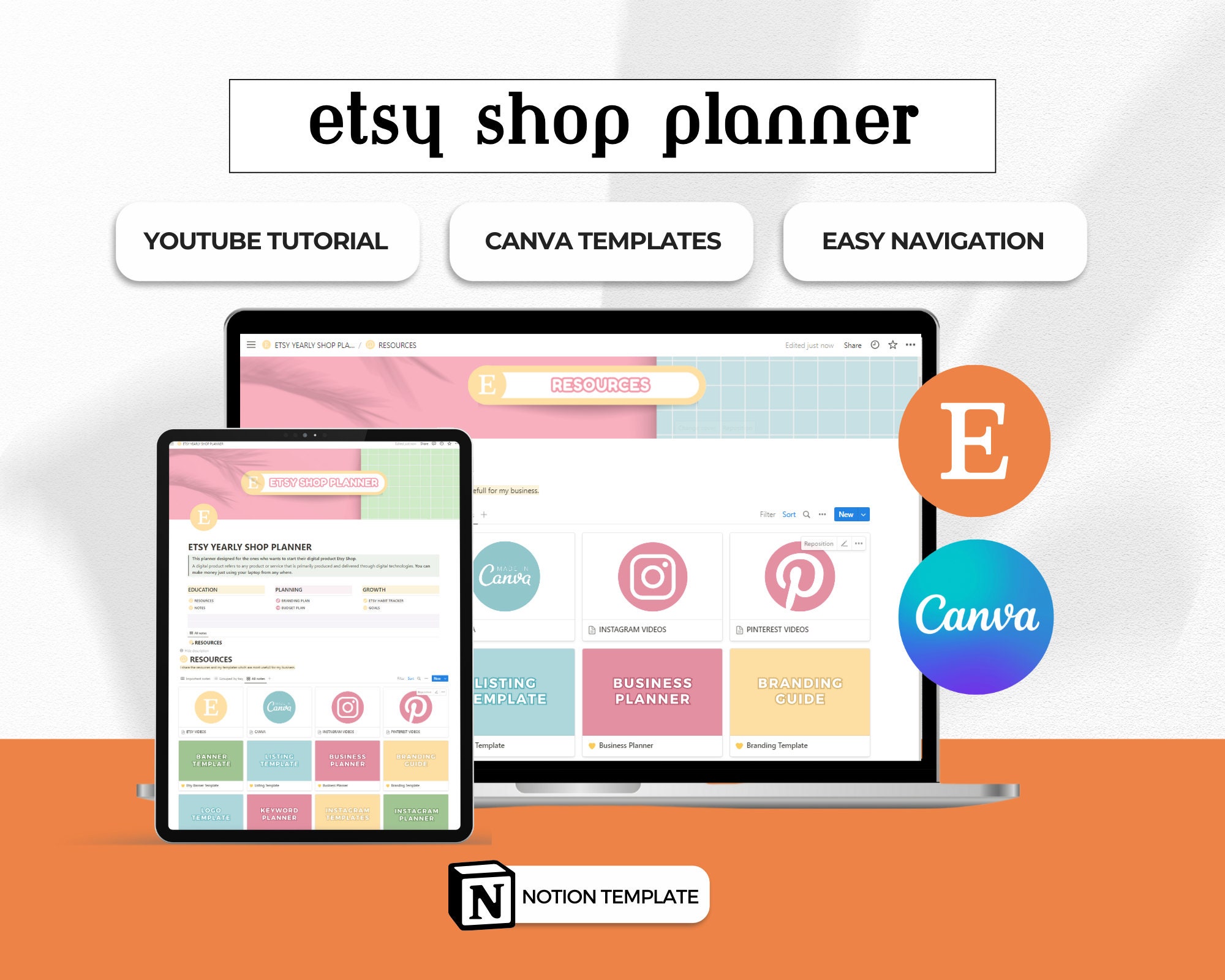 Notion Template Etsy Shop Planner, Notion Business Planner, Etsy Seller