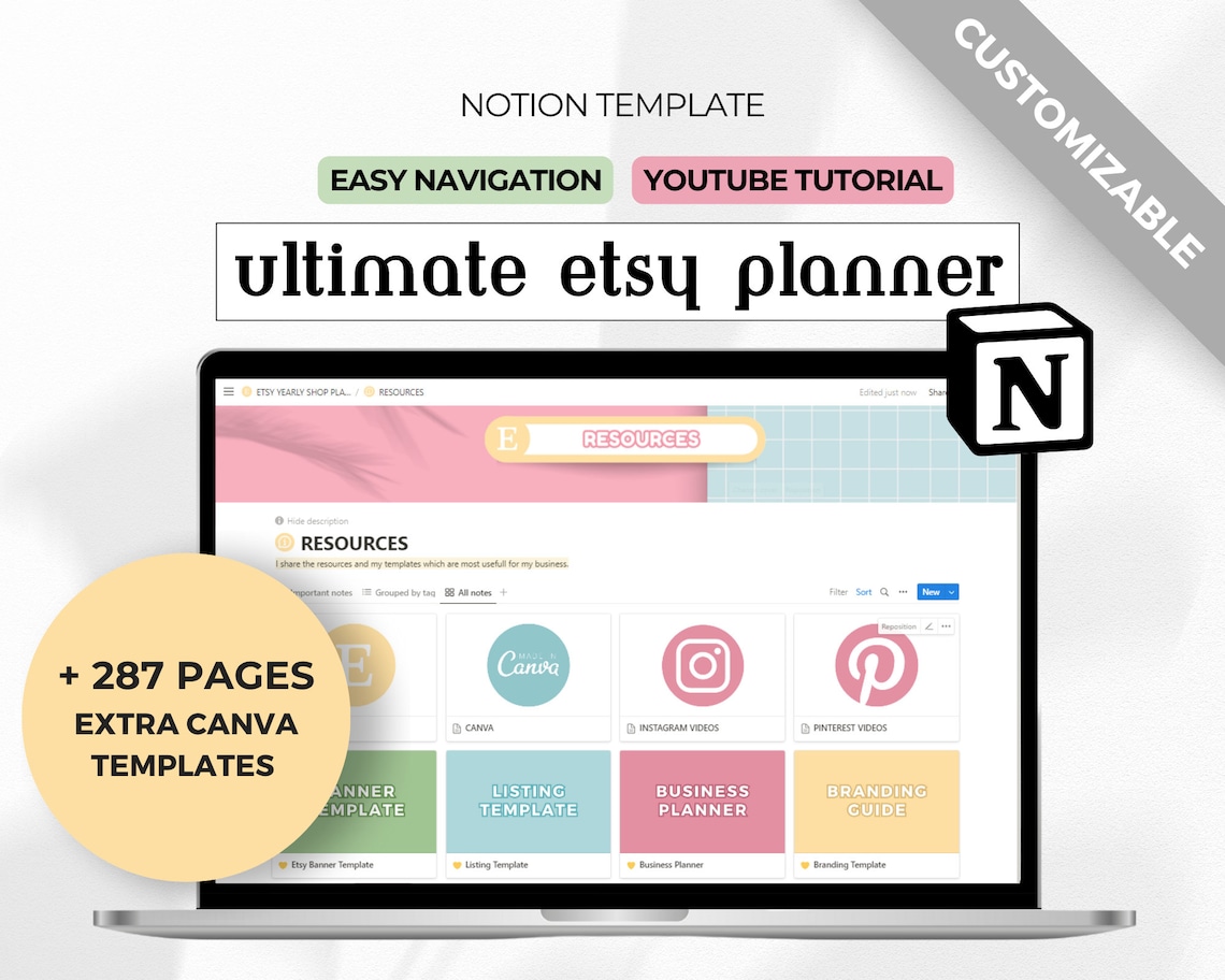 Notion Template Etsy Shop Planner, Notion Business Planner, Etsy Seller Notion Template Etsy Shop Planner, Notion Business Planner, Etsy Seller