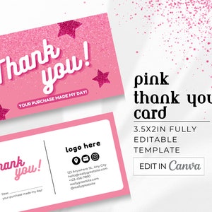 Pink Loyalty Card Template, DIY Marketing Cards Template Design, Nail Business Rewards Card, Salon Business Card Template, Glittered Pink