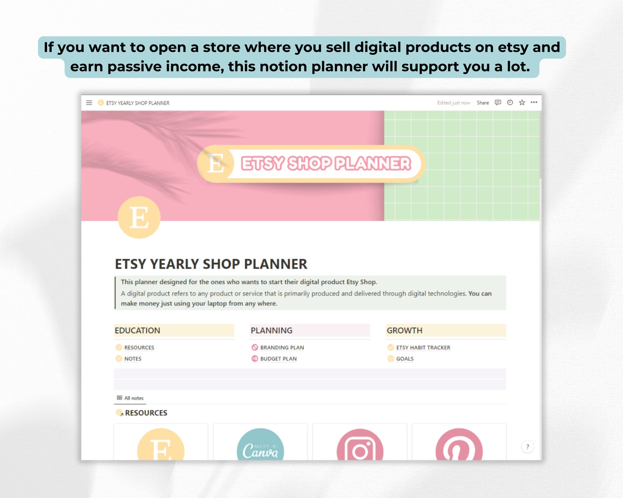 Notion Template Etsy Shop Planner, Notion Business Planner, Etsy Seller Notion Template Etsy Shop Planner, Notion Business Planner, Etsy Seller
