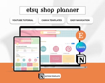 Notion Template Etsy Shop Planner, Notion Business Planner, Etsy Seller Planner, Small Business, E-Commerce Planner, Digital Product Seller