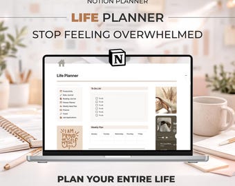 Notion Life Planner Template | All-in-One Productivity, Habit Tracker, Finance, Fitness, Meal & Goal Planner | Aesthetic Notion Template