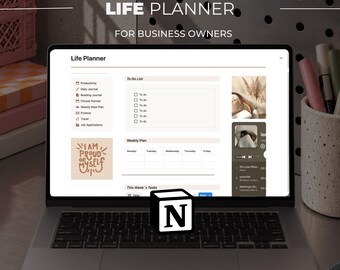Notion Life Planner Template | All-in-One Productivity, Habit Tracker, Finance, Fitness, Meal & Goal Planner | Aesthetic Notion Template