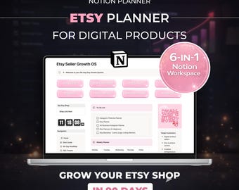 Plantilla de Notion: Planificador de tienda Etsy, Planificador de negocios Notion, Planificador de vendedores Etsy, Pequeñas empresas, Planificador de comercio electrónico, Vendedor de productos digitales