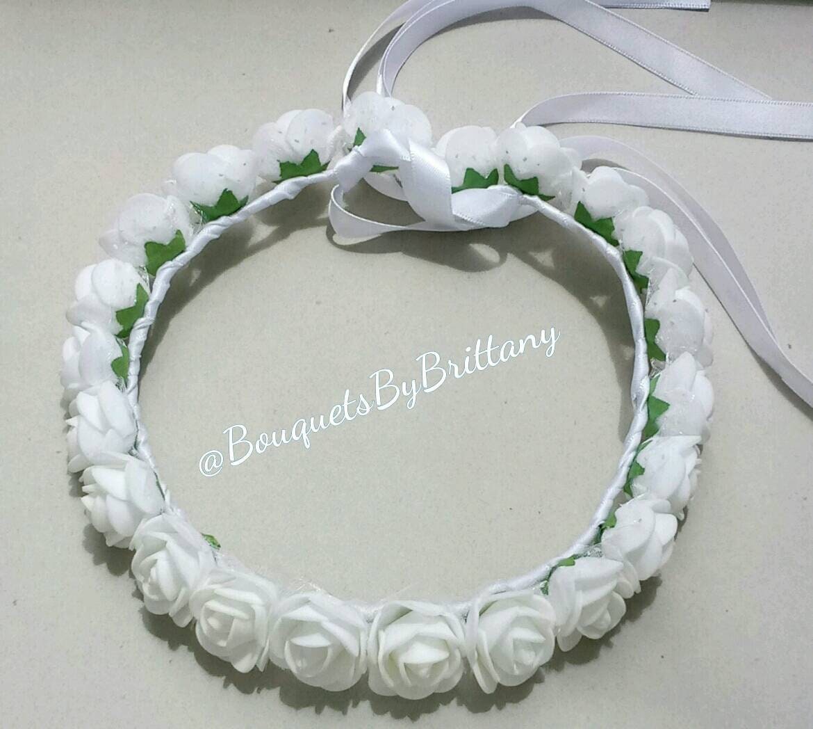 White Rose Crown, Flower Girl Crown, Gift for Girl, Flower Headband