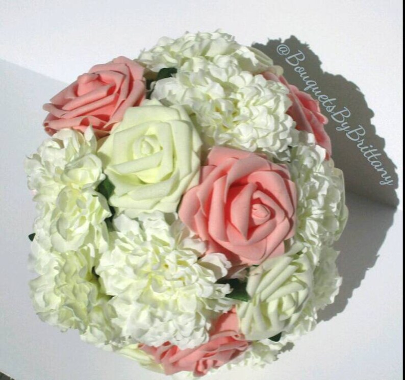Quinceanera bouquet pink princess wedding Pink rose bouquet Silk flower bouquet Classic wedding bouquet Pink and white wedding flowers