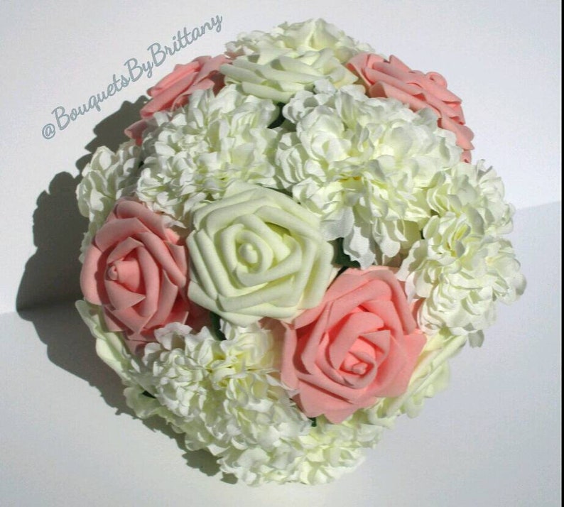 Quinceanera bouquet pink princess wedding Pink rose bouquet Silk flower bouquet Classic wedding bouquet Pink and white wedding flowers