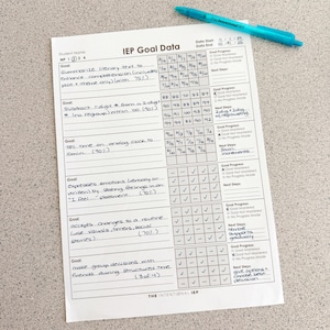Iep Goal Data Data Notepad | 50 Sheets