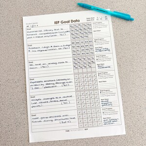Iep Goal Data Data Notepad | 50 Sheets