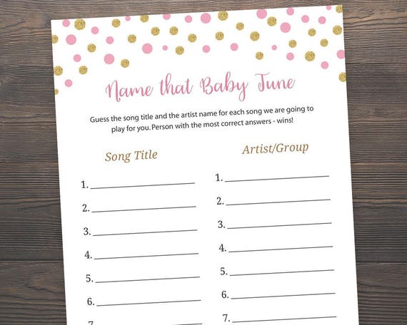 Pink Gold Baby Shower Games Name That Baby Tune Name That Etsy Pink Gold Baby Shower Games Name That Baby Tune Name That Etsy