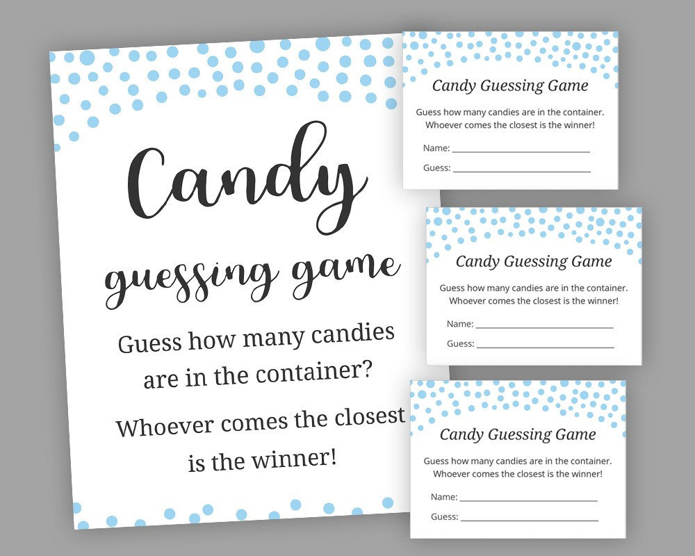 Blue Baby Shower Games Candy Guessing Game Guess How Many Etsy