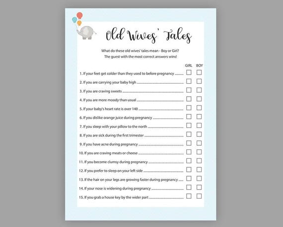 Old Wives Tales Baby Shower Games Boy Baby Shower Gender Etsy Old Wives Tales Baby Shower Games Boy Baby Shower Gender Etsy