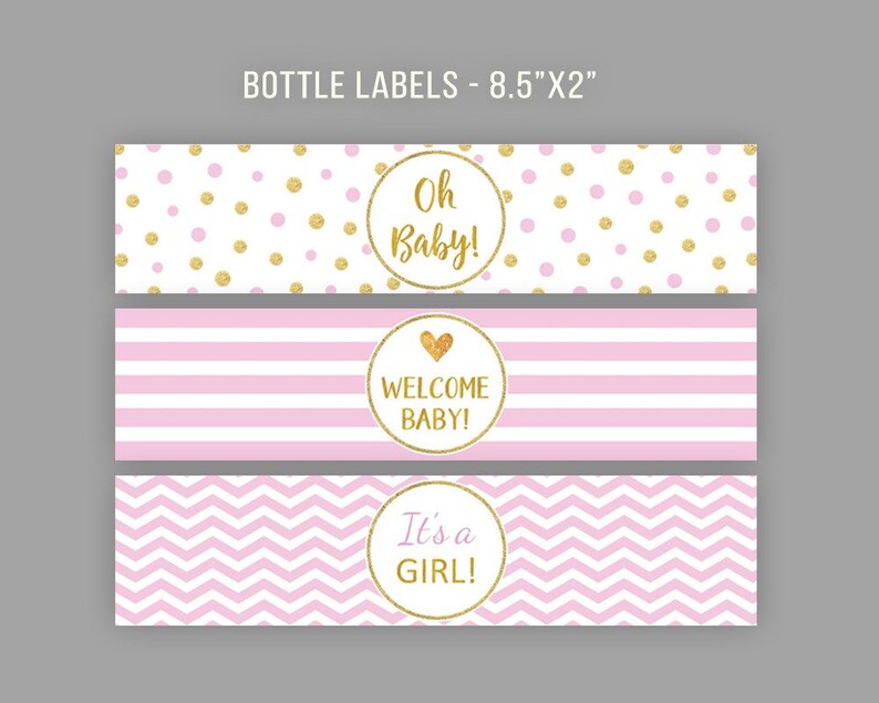 Water Bottle Labels Pink Baby Shower Baby Girl Shower Etsy