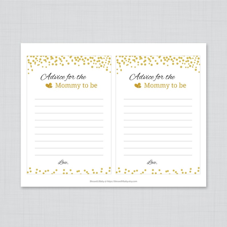 Advice for the Mom to Be Printable Baby Shower Gold Advice | Etsy