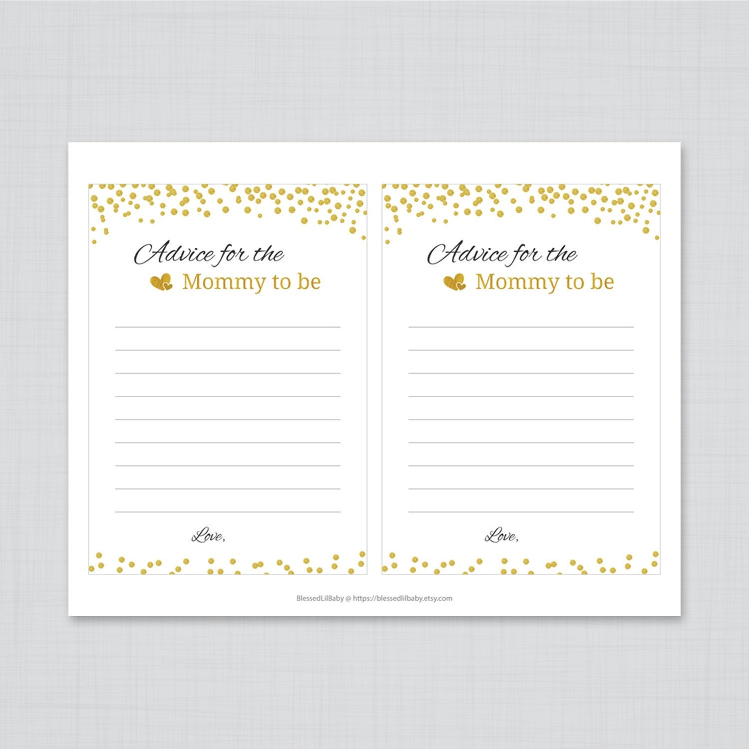Advice for the mom to be Printable Baby Shower Gold Advice | Etsy
