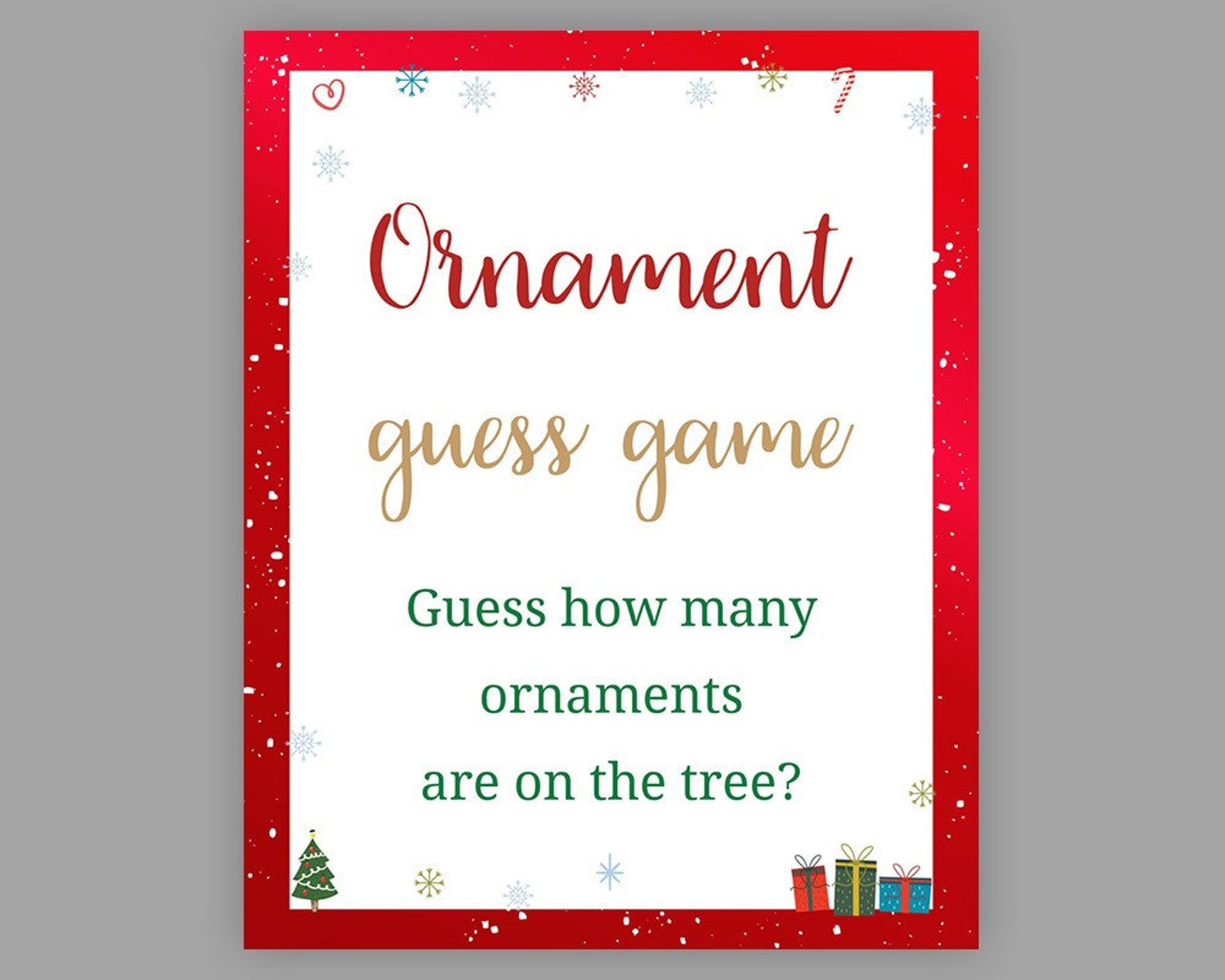 Christmas Baby Shower Games Ornament Guessing Game Guess How Etsy