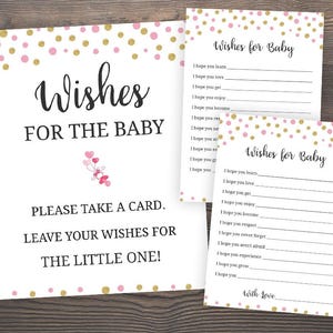 Oro Rosa, Juegos de Baby Shower, Deseos para Tarjetas de Bebé, Baby Shower Imprimible, Baby Shower Niña, Deseos para Baby Sign, Imprimible, S006