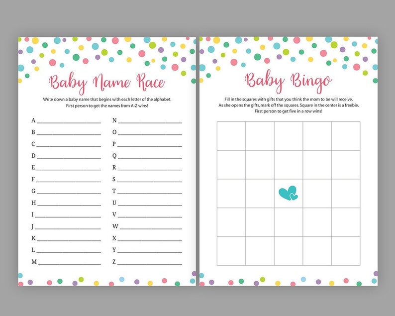 Rainbow Baby Shower Games Bundle Package Deal Printable Etsy