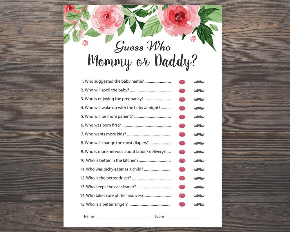 Mommy or Daddy Game Printable Baby Shower Who Said It Game Etsy UK