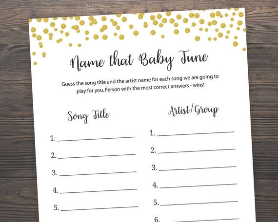Gold Baby Shower Games Name That Baby Tune Name That Baby Etsy Gold Baby Shower Games Name That Baby Tune Name That Baby Etsy