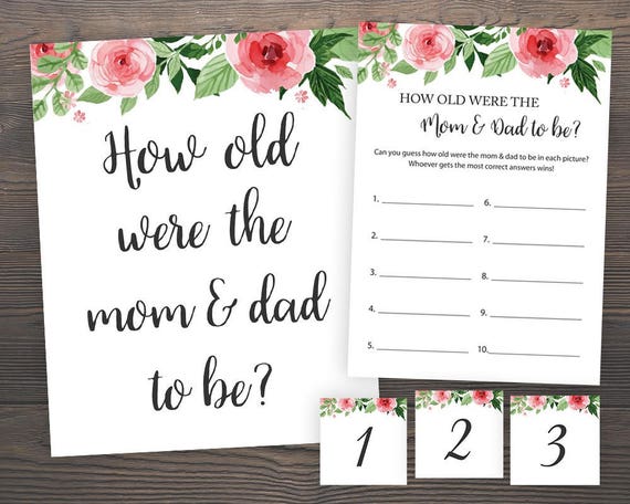 Girl How Old Was the Daddy-to-be Rose Gold Confetti Game Parents Photo Game Baby Shower Instant Download Baby Shower Game Printable