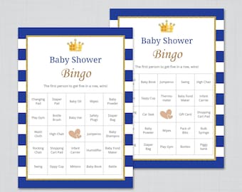 60 Prefilled Baby Bingo Game Cards, Royal Baby Bingo, Boy Baby Shower Games, Baby Shower Bingo, Royal Blue Shower, Printable Bingo, S021