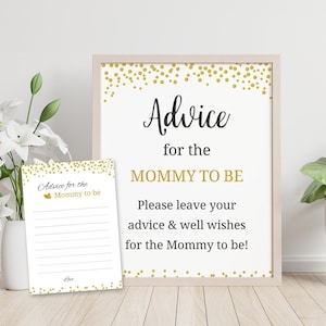 Advice for the Mom to Be, Printable Baby Shower, Gold Advice for Mommy ...