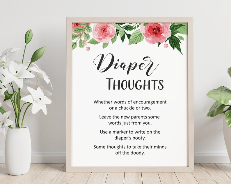 Diaper Thoughts Baby Shower Games Floral Girl Baby Shower - Etsy