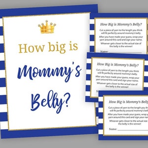 Jogos reais de chá de bebê, Qual o tamanho da barriga da mamãe, Cartas de jogo, Jogo da barriga da mamãe, Chá de bebê do Pequeno Príncipe para imprimir, Adivinhe o tamanho, S021