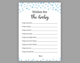 Blue Baby Shower Games, Wishes for the baby, Blue Baby Shower, Boy Baby Shower, Baby Wishes Card, Printable Advice, Instant Download, S043