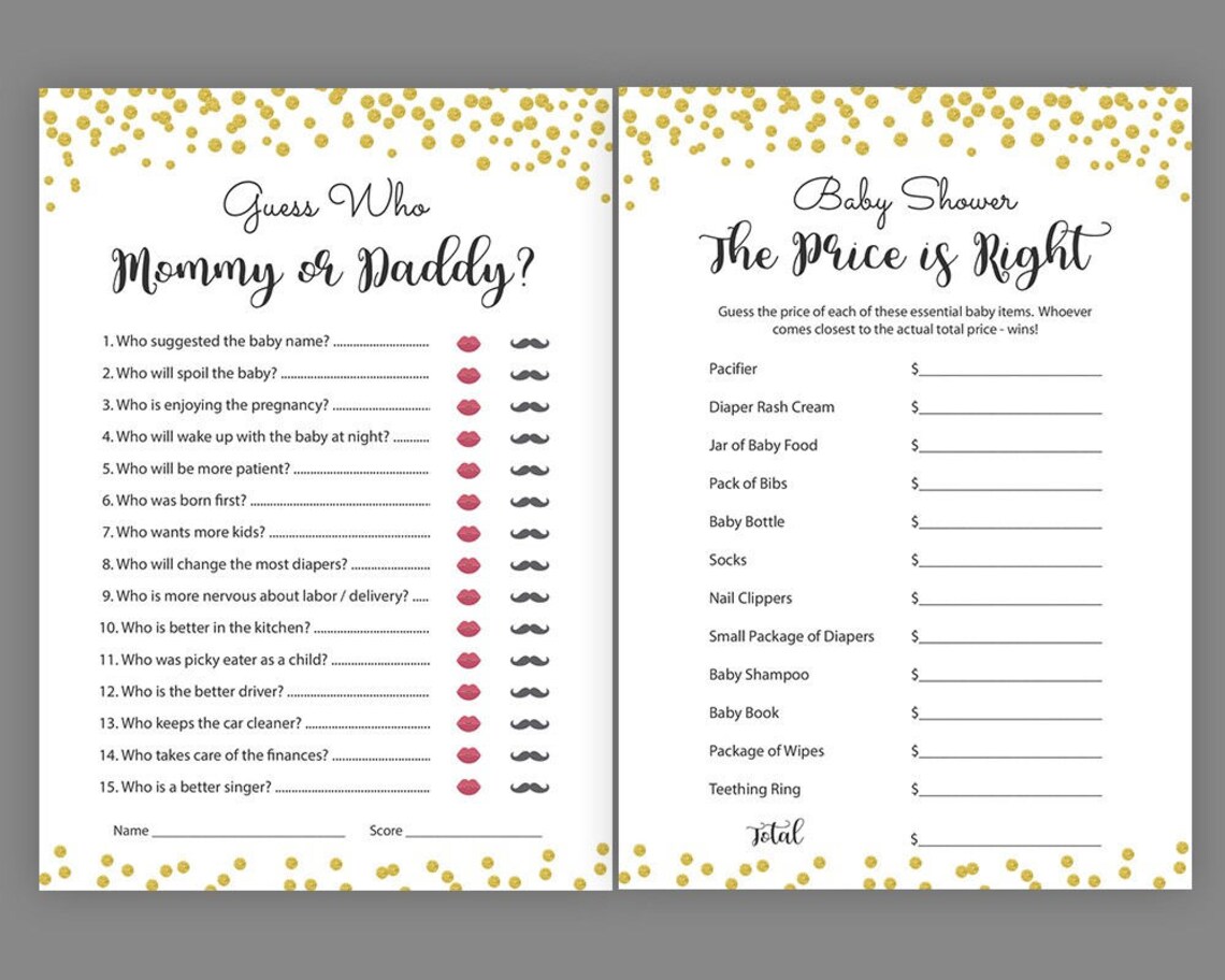Gold Baby Shower Games Bundle Printable Baby Shower Package | Etsy