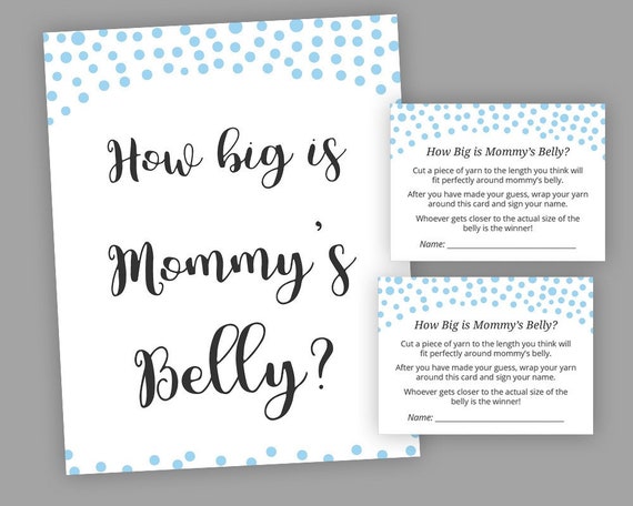 Blue Baby Shower Games How Big Is Mommy S Belly Game Etsy