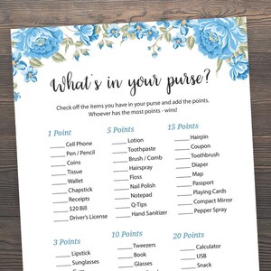 Whats in Your Purse, Baby Shower Games, Boy Baby Shower, What's in Your ...