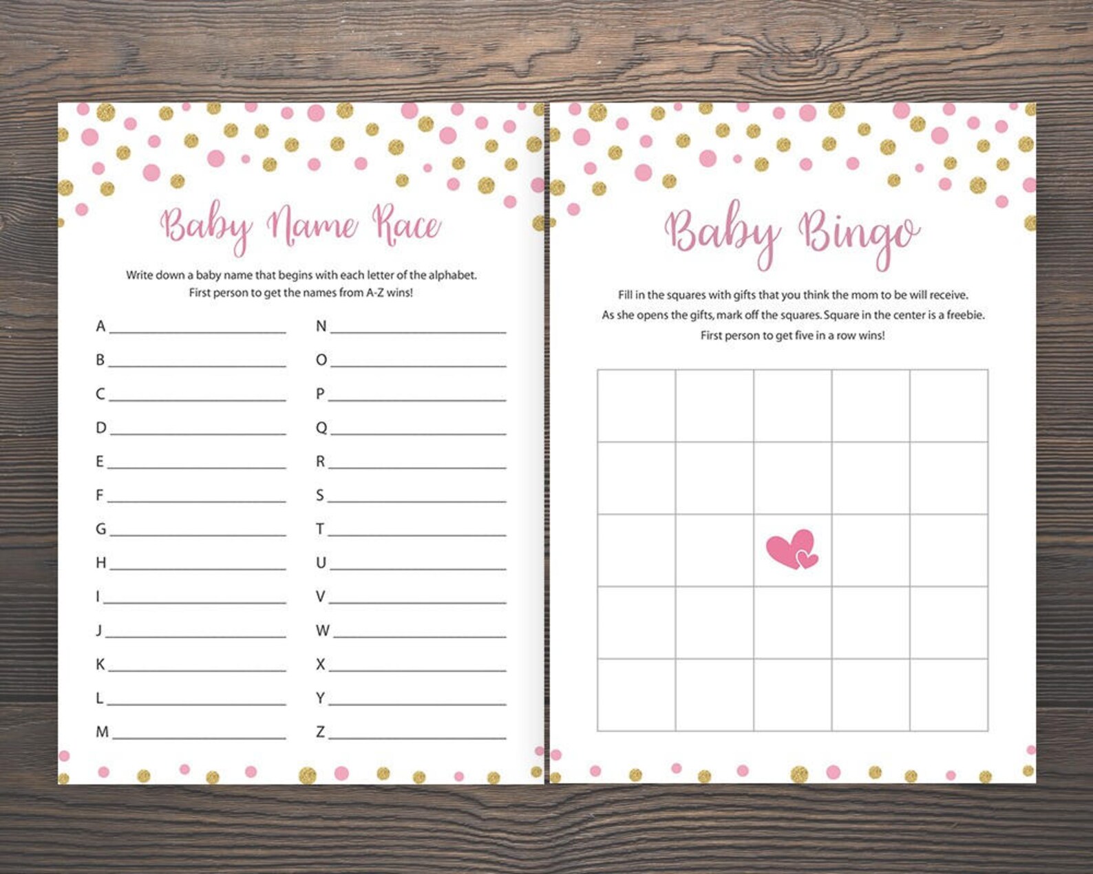 Pink Gold Baby Shower Games Bundle Package Deal Printable | Etsy