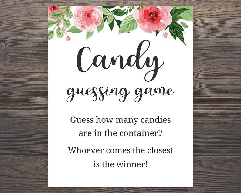 Candy Guessing Game Baby Shower Games Floral Baby Shower Etsy Candy guessing game baby shower games floral baby shower etsy