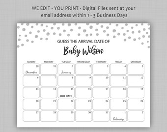 Baby Due Date Prediction Calendar Printable Birthday - Etsy