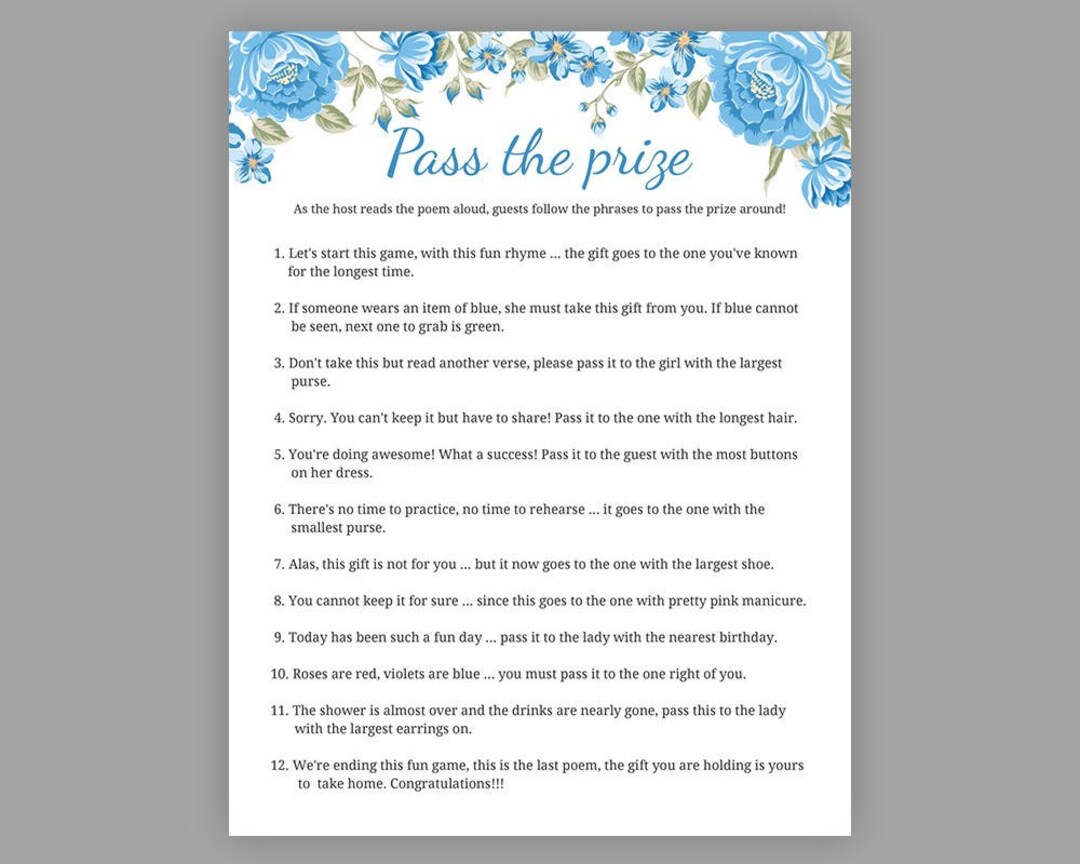Pass the Prize, Baby Shower Games, Boy Baby Shower, Rhyme Game, Parcel ...