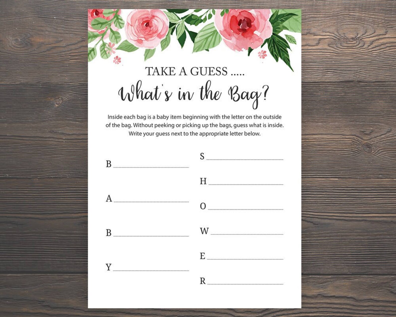 Whats in the Bag Baby Shower Games Guess whats in the Bag Etsy