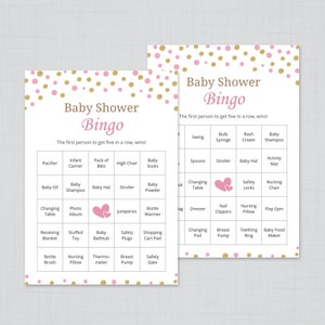60 Prefilled Baby Bingo Game Cards, Baby Shower Games, Girl Baby Shower, Pink Baby Shower Bingo, Baby Bingo Game, Printable Bingo, S006