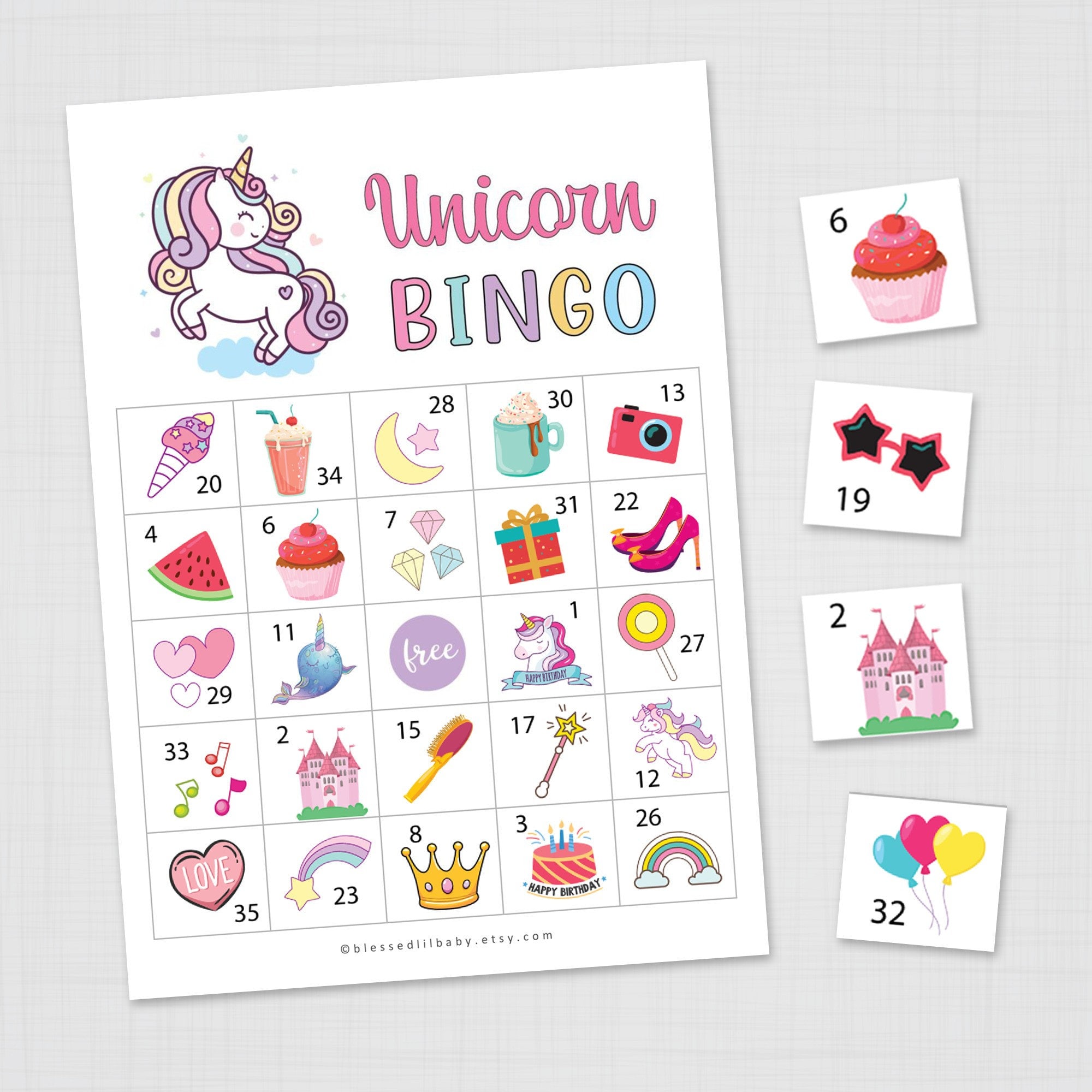printable unicorn bingo cards unicorn bingo game boards etsy