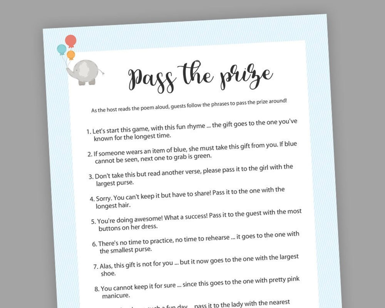 Pass the Prize, Baby Shower Games, Boy Baby Shower, Rhyme Game, Parcel ...