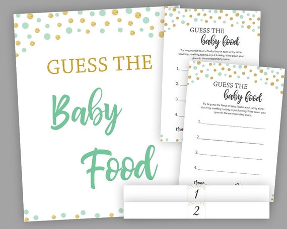 Mint And Gold Baby Shower Games Guess The Baby Food Game Etsy Mint And Gold Baby Shower Games Guess The Baby Food Game Etsy