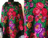 Black Vintage shawl Charming Garden