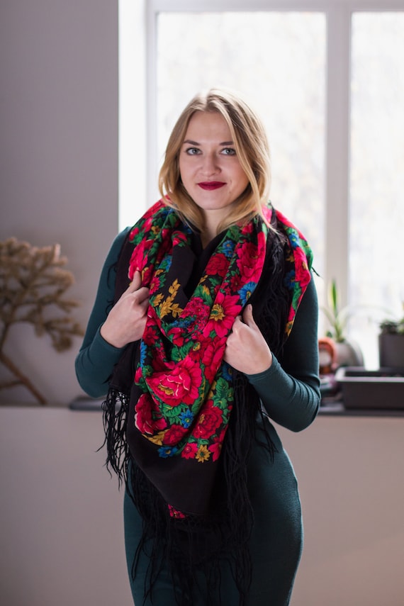 Vintage Ukrainian bohemian shawl “ Summer Garden”