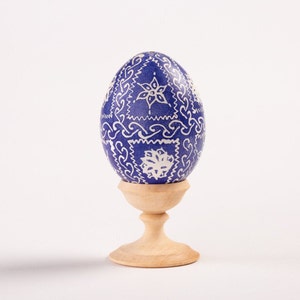 MANDALA Blue Hand Painted Egg | Wood Pysanka Egg, Easter Decorations, Blue and White Mandala Easter Egg, Home Decoration for Spring