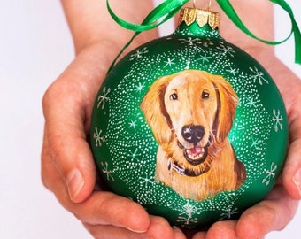 Pet Memorial Ornament - Personalized Pet Sympathy Gift - Dog Loss Ornament - Hand Painted Dog Portrait from Photo - Pet Loss Gift