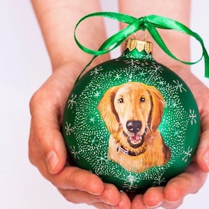 Pet Memorial Ornament Personalized Pet Sympathy Gift Dog Loss Ornament Hand Painted Dog Portrait from Photo Pet Loss Gift image 1