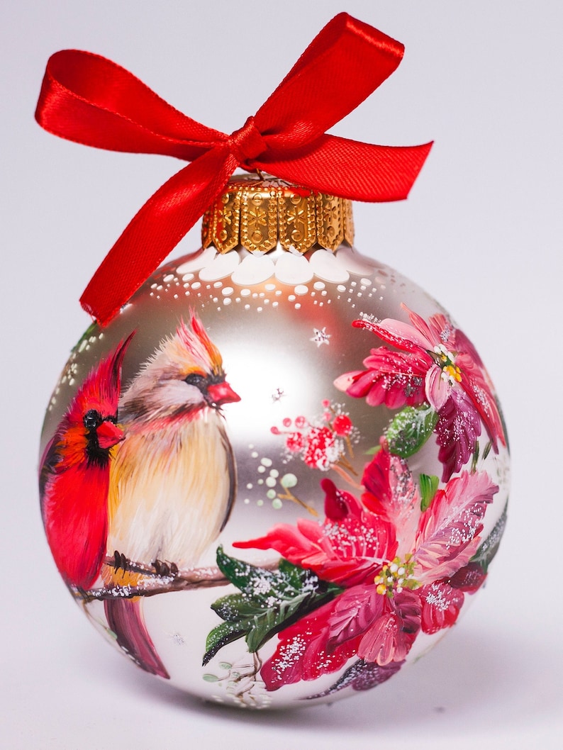 Red Cardinal Christmas Ornament, I Am Always With You Custom Painted Couple of Birds, Memorial Ornament, Personalized Cardinal Winter Decor image 8