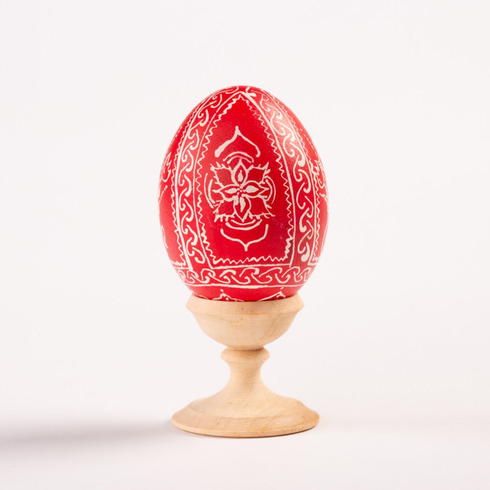 Red and White Hand Painted Easter Egg | Floral Tulips Pysanka Egg ...