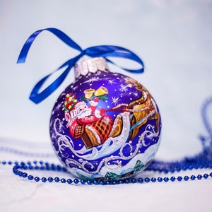 Santa Claus Christmas Glass Ornament, Custom Hand Painted Holiday Ornament Santa Gift Giver, Personalized Christmas Gift, Christmas Decor